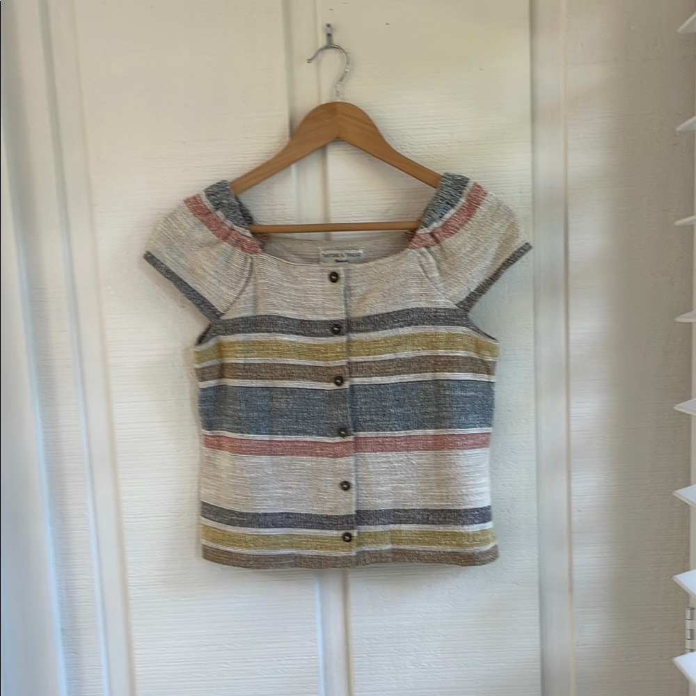 Madewell Texture & Thread Multicolor Striped Button-Up Top - Picture 7 of 7